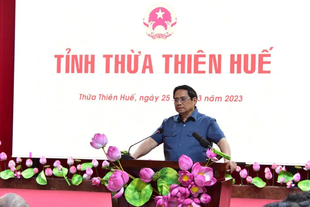 Thủ tướng Phạm Minh Chính phát biểu chỉ đạo tại buổi làm việc với Ban Thường vụ Tỉnh ủy Thừa Thiên - Huế vào chiều 25-3 Thủ tướng Phạm Minh Chính phát biểu chỉ đạo tại buổi làm việc với Ban Thường vụ Tỉnh ủy Thừa Thiên - Huế vào chiều 25-3