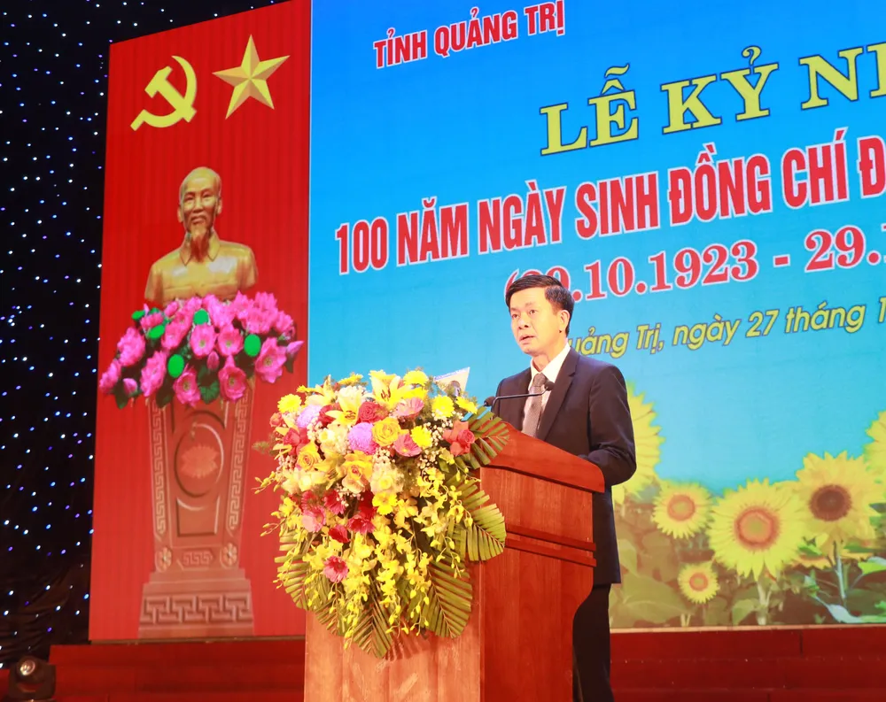 Bí thư Tỉnh ủy Quảng Trị Lê Quang Tùng phát biểu tại lễ kỷ niệm Bí thư Tỉnh ủy Quảng Trị Lê Quang Tùng phát biểu tại lễ kỷ niệm