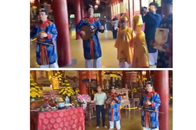 Thế Tổ Miếu là nơi linh thiêng, xưa nay chưa có việc phụ nữ vào làm lễ như những hình ảnh lan truyền trên mạng xã hội. Ảnh cắt từ clip hue-1-min-01-9985.jpg