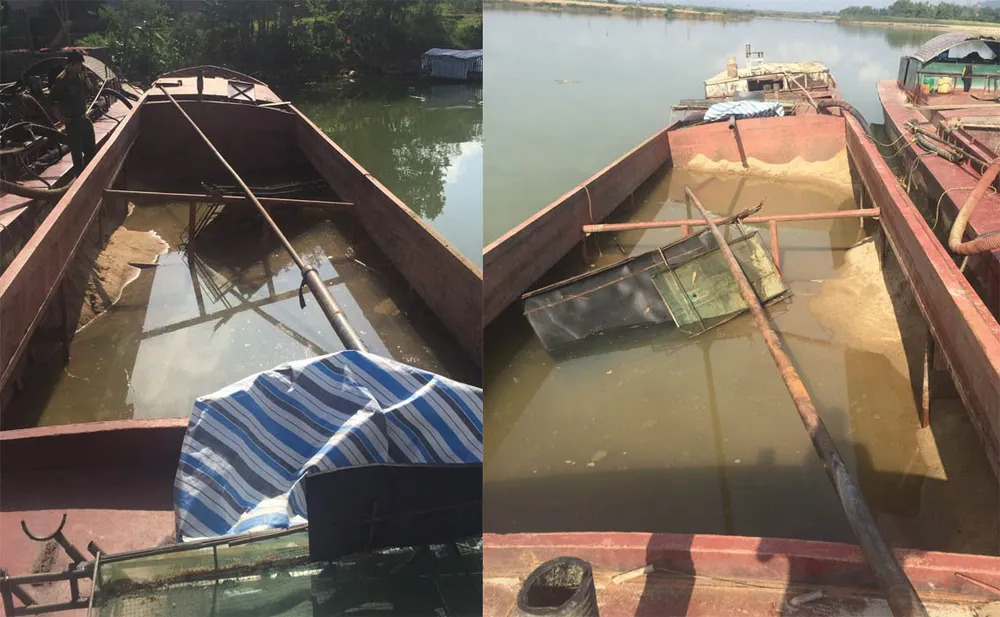 Nhiều người đốt phương tiện khai thác cát trái phép ảnh 1 Nhiều người đốt phương tiện khai thác cát trái phép ảnh 1