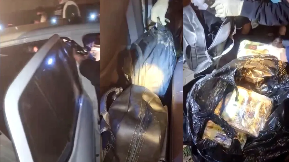 Thời điểm lực lượng chức năng khám xét, thu giữ tang vật trên xe taxi Thời điểm lực lượng chức năng khám xét, thu giữ tang vật trên xe taxi