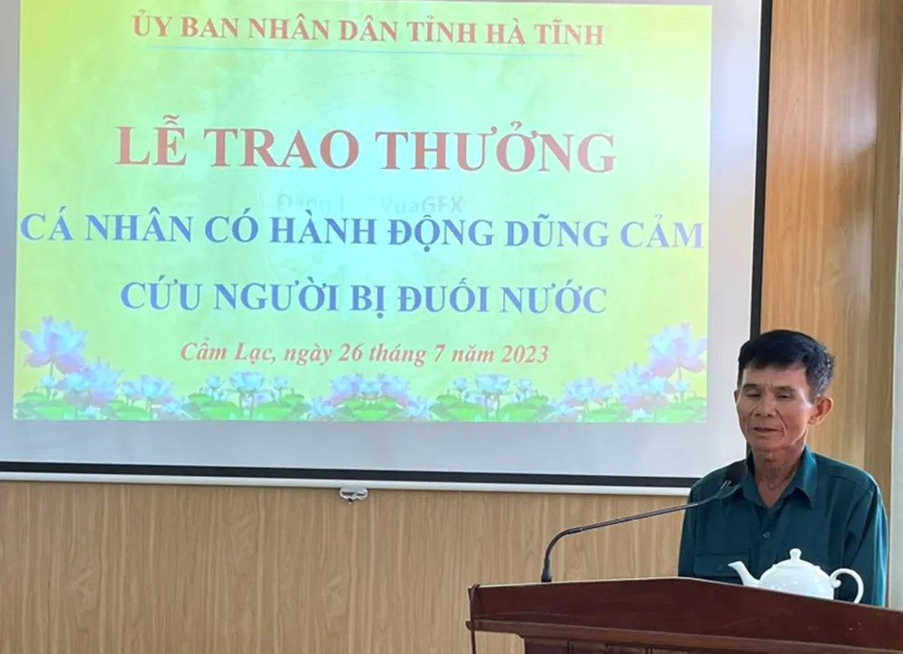 Ông Võ Kim Huệ phát biểu tại buổi lễ