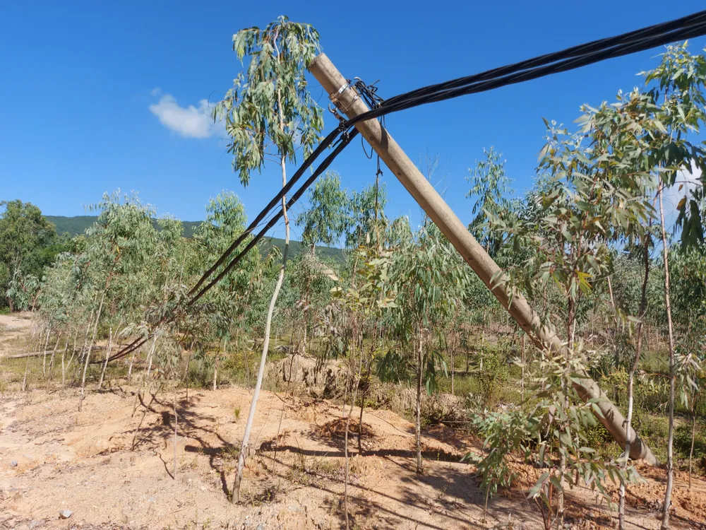 Trụ điện nghiêng ngã Trụ điện nghiêng ngã