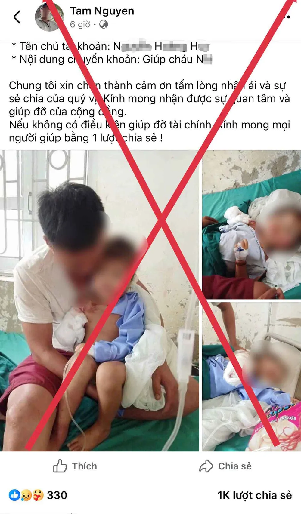 Hình ảnh Facebook “Tam Nguyen” đưa tin giả bắt cóc trẻ em, kêu gọi từ thiện a2.jpg