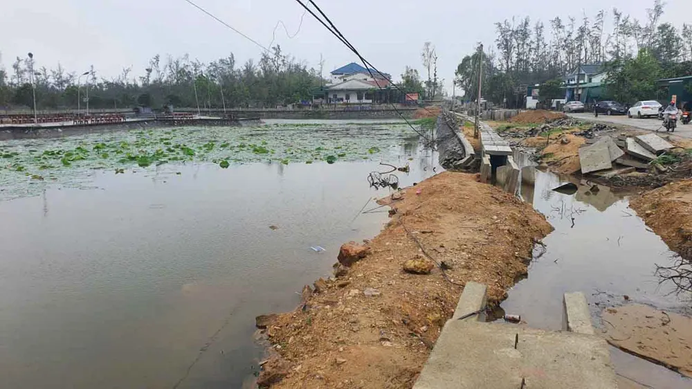 Khu vực gần hiện trường nơi em N.V.K. gặp nạn