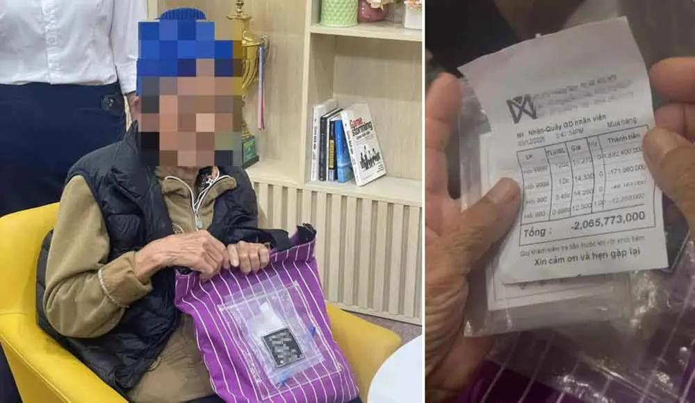 Khi được phân tích, giải thích rõ thủ đoạn của tội phạm, cụ bà đã đồng ý dừng giao dịch. Ảnh: Công an Hà Tĩnh