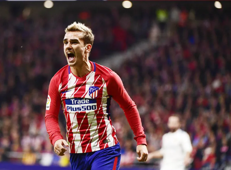 Antoine Griezmann ở một tình huống thất vọng trong trận derby Madrid cuối tuần qua. Ảnh: Getty Images