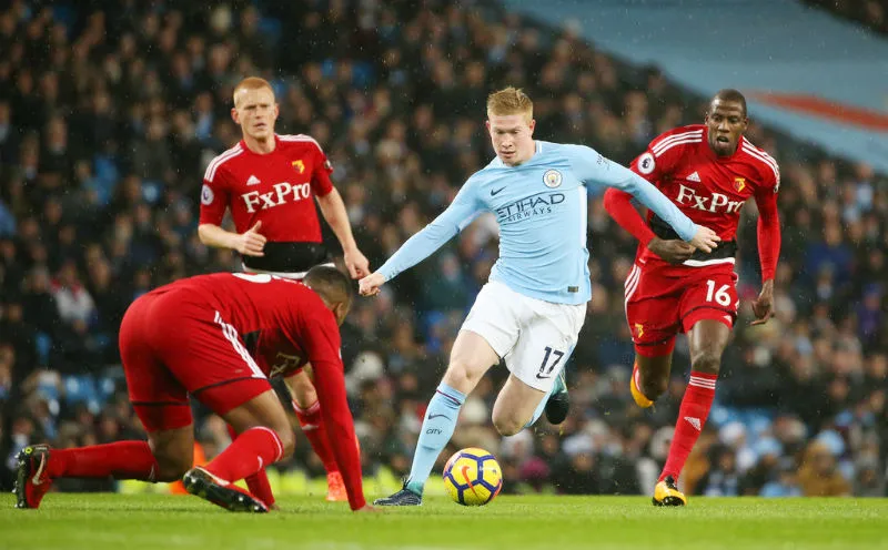 Kevin de Bruyne (giữa) đang chơi mùa giải tuyệt vời nhất của sự nghiệp. Ảnh: Getty Images