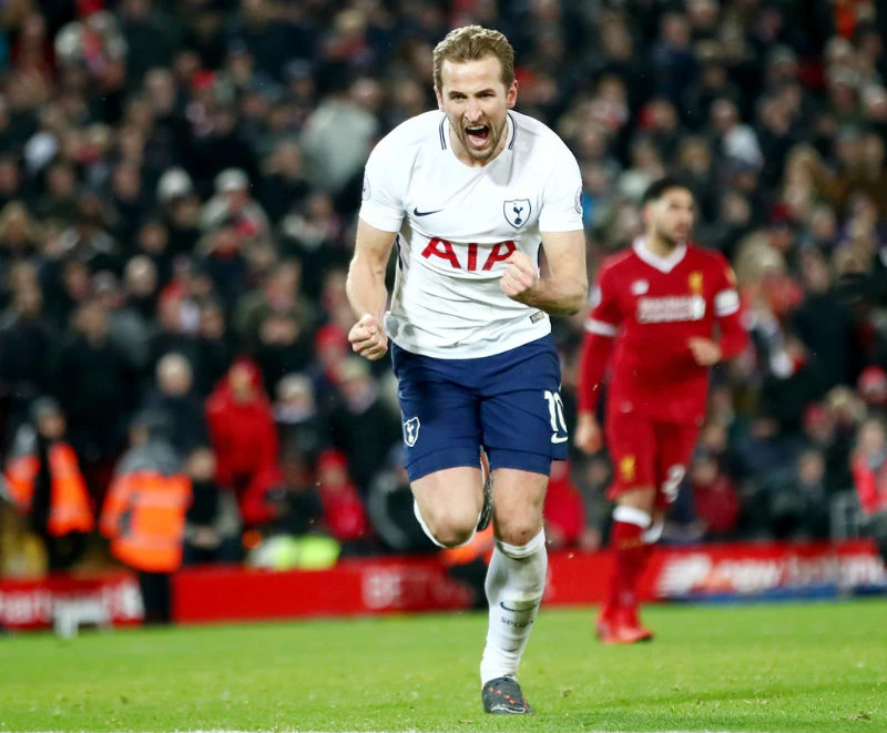 Harry Kane mừng bàn thắng thứ 100 trong sự nghiệp tại Premier League. Ảnh: Getty Images