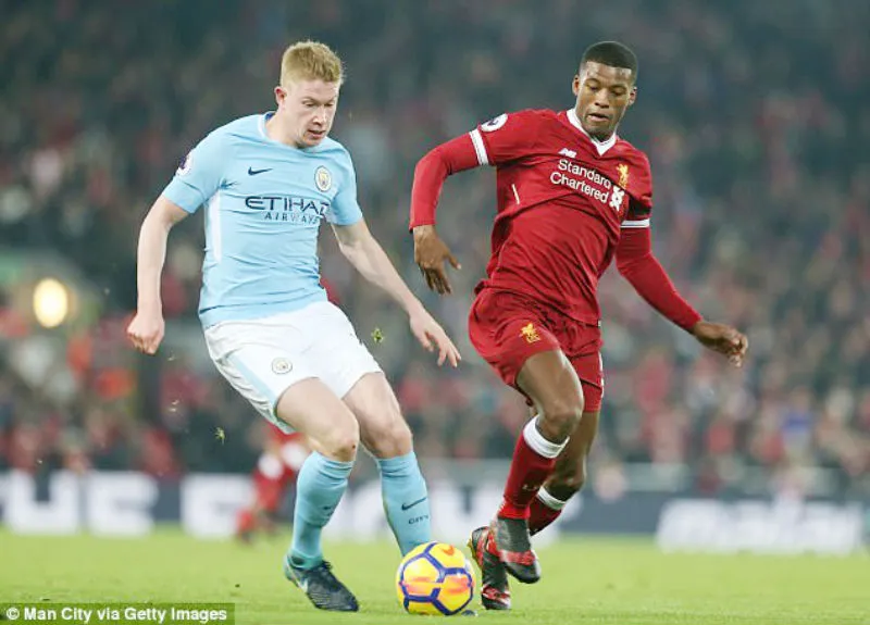 Georginio Wijnaldum (phải) không muốn Liverpool sớm đối đầu Man.City. Ảnh: Getty Images