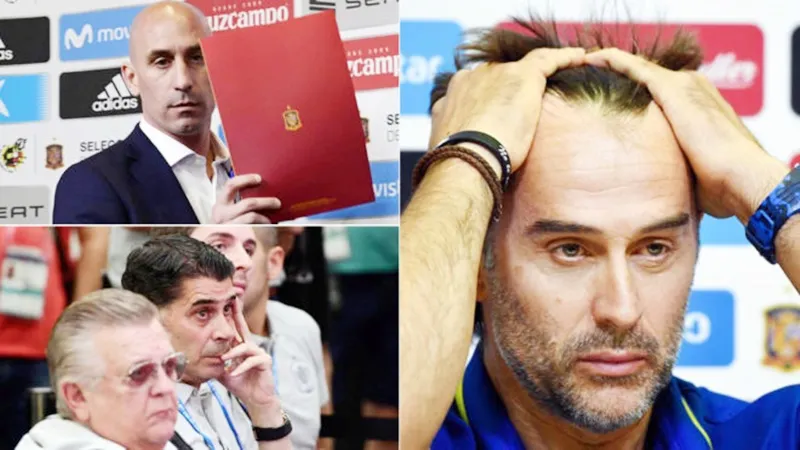 Lopetegui (phải) đã bị sa thải sau khi "đi đêm" với Real. Ảnh: Marca