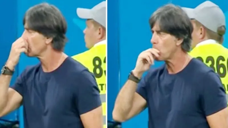 Loew thể hiện màn mất vệ sinh cá nhân quen thuộc. Ảnh cắt từ clip.