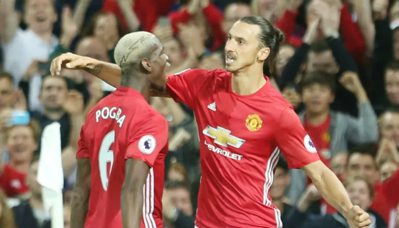Paul Pogba và Zlatan Ibrahimovic trong màu áo Man.United. Ảnh: Getty Images