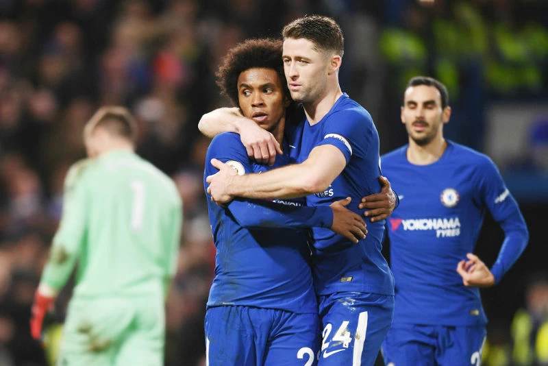 Willian (trái) và Gary Cahill đang đến Man.United? Ảnh: Getty Images 