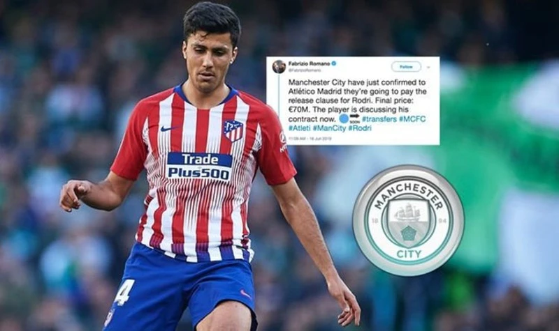 Tiết lộ Rodri đến Man.City từ nhà báo Fabrizio Romano của Sky Sports.