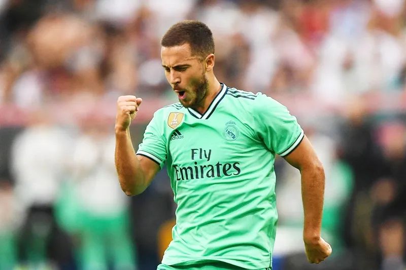 Eden Hazard đã có thể ăn mừng bàn thắng đầu tiên cùng Real. Ảnh: Getty Images
