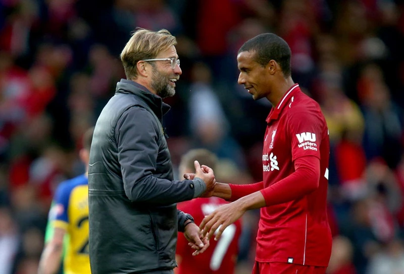 HLV Jurgen Klopp có được sự phục vụ của chốt chặn số 1 giữa sân Fabinho kể từ tháng 11. Ảnh: Getty Images 