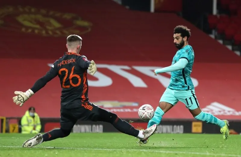Mohamed Salah ghi bàn tại Old Trafford mùa qua. Ảnh: Getty Images