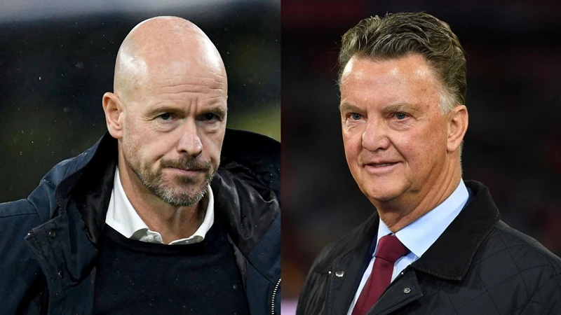 Louis van Gaal (phải) đưa ra cảnh báo với Erik ten Hag về công việc ở Man.United.