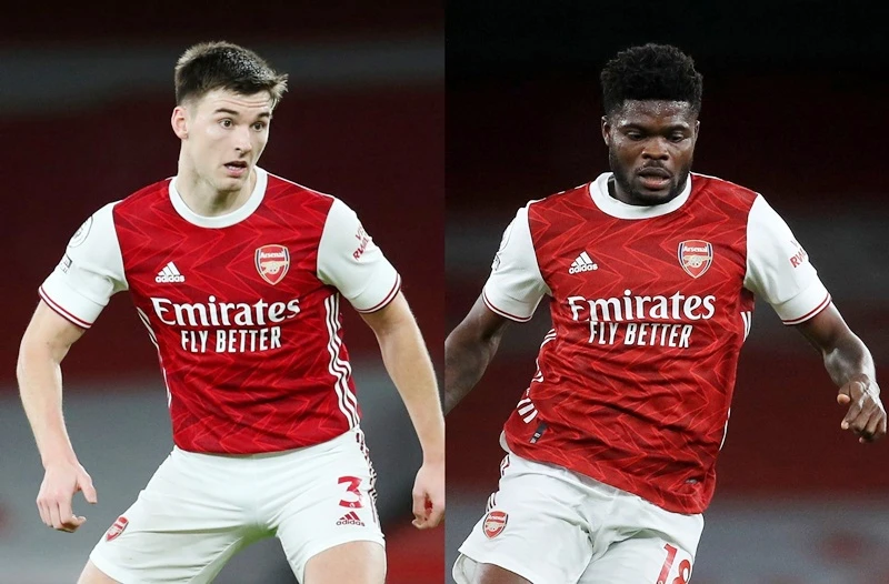 Kieran Tierney (trái) và Thomas Partey vốn là 2 vị trí không thể thiếu của Arsenal.