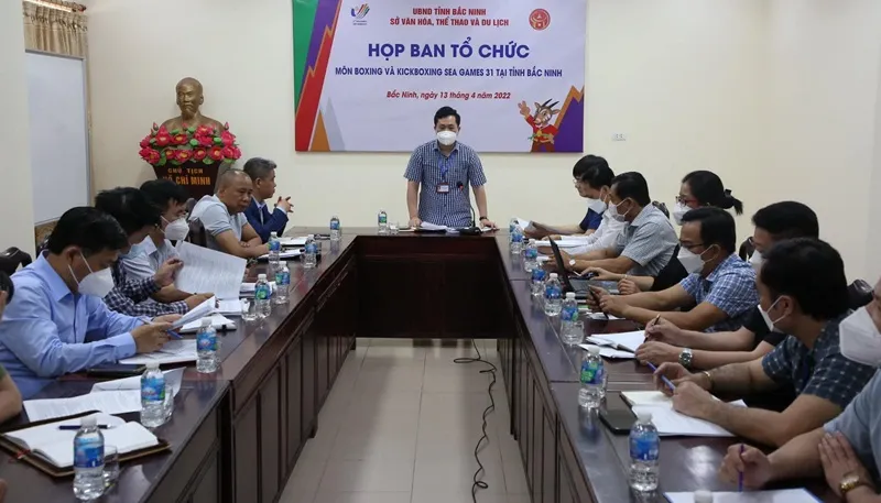 Cuộc họp của Ban tổ chức môn boxing tại Bắc Ninh. Ảnh: VBF
