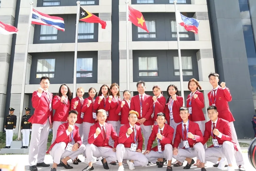 Lễ thượng cờ các quốc gia dự SEA Games 31 tổ chức tại Sân Mỹ Đình ảnh 1