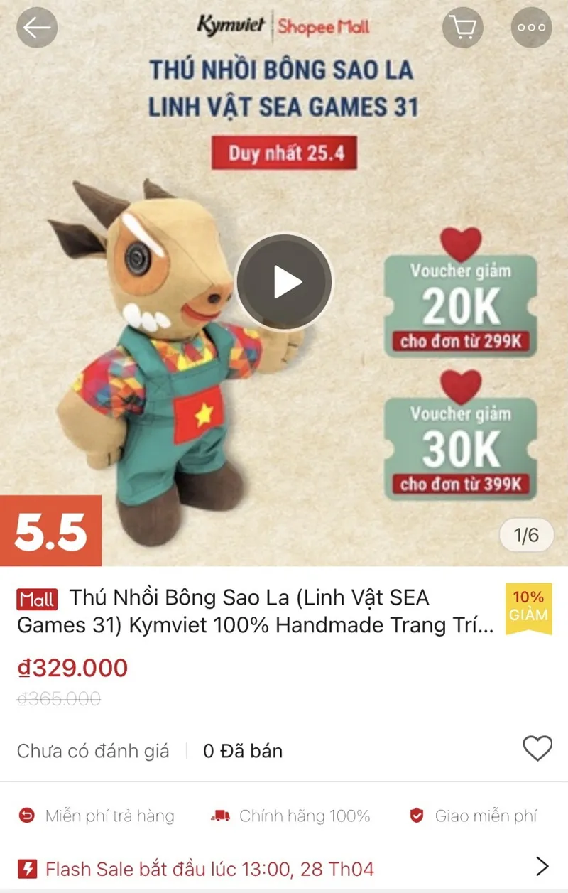 SEA Games 31 chưa diễn ra, thú bông Sao la đã hết hàng ảnh 1 SEA Games 31 chưa diễn ra, thú bông Sao la đã hết hàng ảnh 1