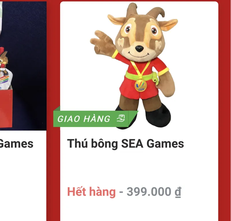 Thú bông Sao la trên trang web của Ban tổ chức được thông báo hết hàng (ngày 30-4).