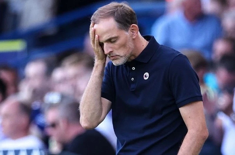 HLV Thomas Tuchel chán nản trước màn trình diễn nhiều sai lầm. Ảnh: Getty Images