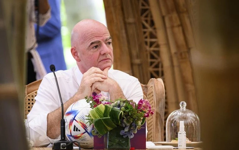 Chủ tịch FIFA, Gianni Infantino dự cuộc họp của G-20. Ảnh: AP