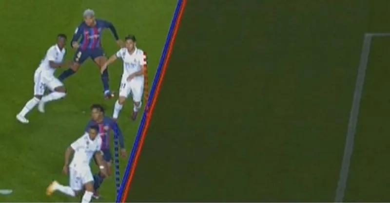 Tình huống VAR xác định Marco Asensio đã việt vị… bằng vai trước khi ghi bàn.