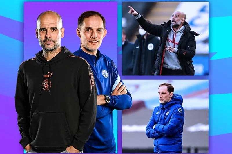 Guardiola đấu với Thomas Tuchel - người dẫn dắt Chelsea thắng Man.City trong trận chung kết Champions League mùa 2020-2021. Guardiola đấu với Thomas Tuchel - người dẫn dắt Chelsea thắng Man.City trong trận chung kết Champions League mùa 2020-2021.