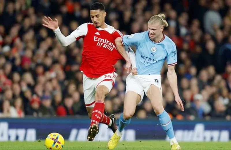 William Saliba từng hạn chế tốt Erling Haaland, nhưng lần này anh sẽ vắng mặt vì chấn thương.