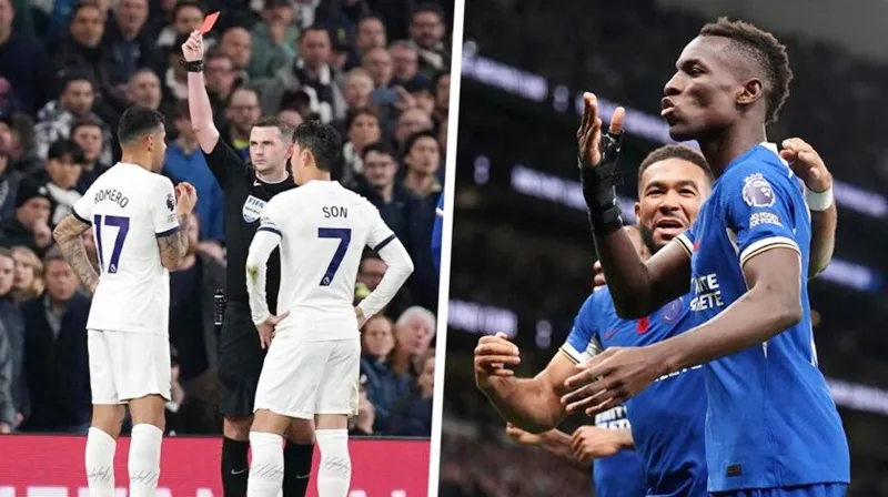 Hình ảnh tiêu biểu của trận derby London hỗn loạn chứng kiến Tottenham đánh mất ngôi đầu và thành tích bất bại.