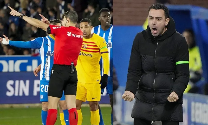 HLV Xavi Hernandez rất bất bình với trọng tài sau chiếc thẻ đỏ của tiền đạo trẻ Vitor Roque.