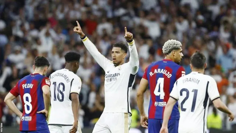 Jude Bellingham ghi bàn thắng muộn giúp Real Madrid ngược dòng đánh bại Barcelola 3-2.