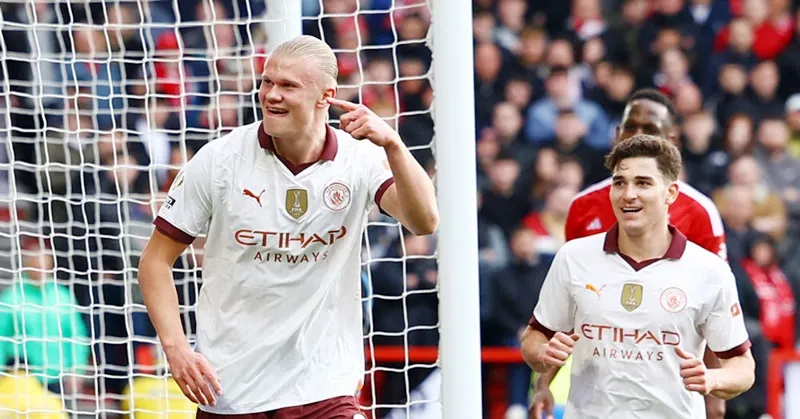 Erling Haaland vào sân từ ghế dự bị và ấn định chiến thắng 2-0 cho Man.City trên sân Nottingham Forest.