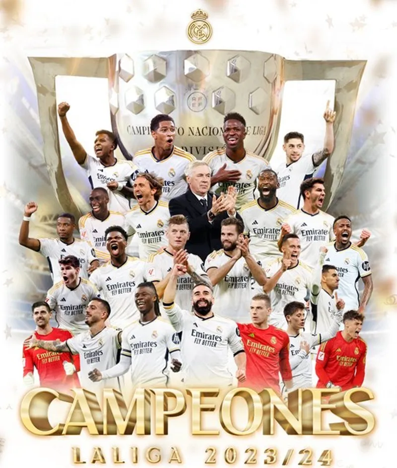 Chức vô địch mùa 2023-24 là danh hiệu thứ 36 của Real Madrid. Real Madrid11.jpg