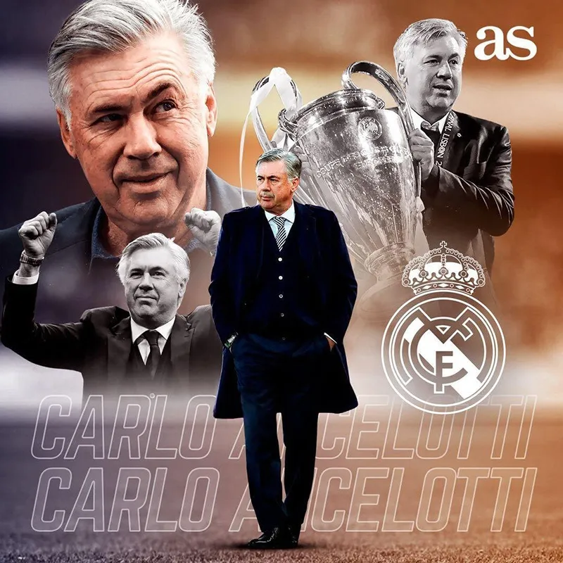 Real Madrid và Ancelotti ký gia hạn hợp đồng có thời hạn tới mùa hè 2026 vào cuối năm ngoái. Ancelotti.jpg
