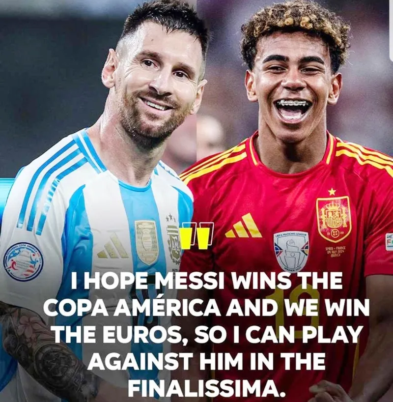 Ước mơ của Lamine Yamal giờ đã thành hiện thực khi gặp Lionel Messi ở Finalissima 2025.