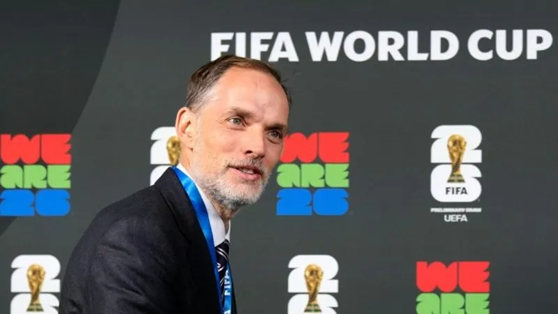 Thomas Tuchel tham dự lễ bốc thăm tư cách là tân HLV đội tuyển Anh.