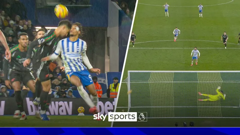 HLV Mikel Arteta thất vọng vì quả phạt đền được trao cho Brighton. Joao Pedro1.jpg