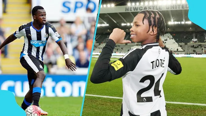 Rafael Tiote là linh vật cho Newcastle tại St. James’ Park tròn 14 năm sau bàn thắng nổi tiếng của cha mình.