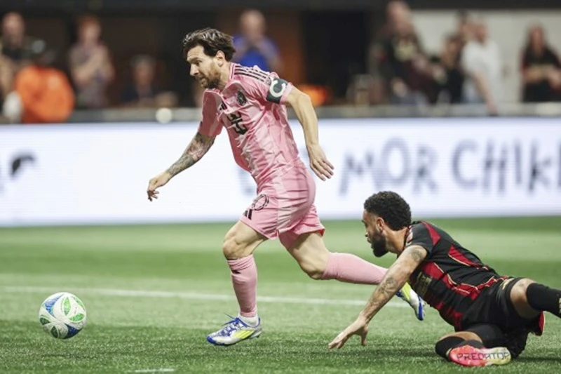 Inter Miami thắng Atlanta United 2-1 qua đó dẫn đầu MLS với 10 điểm sau 4 trận bất bại. Lionel Messi1.jpg