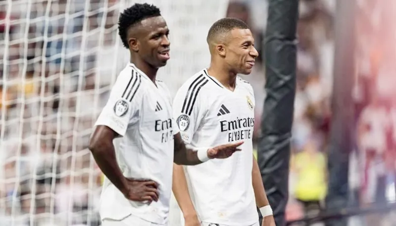 Kylian Mbappe có thể kết hợp với Vinicius lần đầu tiên dưới thời Alonso khi đối đầu Juventus tại Orlando. Vinicius1.jpg