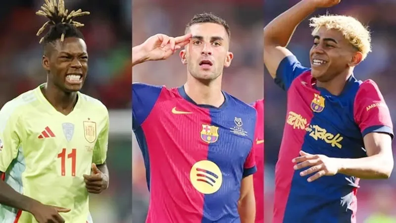 Ferran Torres (giữa) hy vọng Nico Williams (trái) gia nhập Barcelona cùng Lamine Yamal