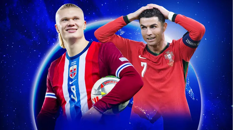 Hiệu suất ghi 42 bàn sau 43 trận quốc tế của Haaland là điều Cristiano Ronaldo không thể có ở tuổi 25. Erling Haaland.png
