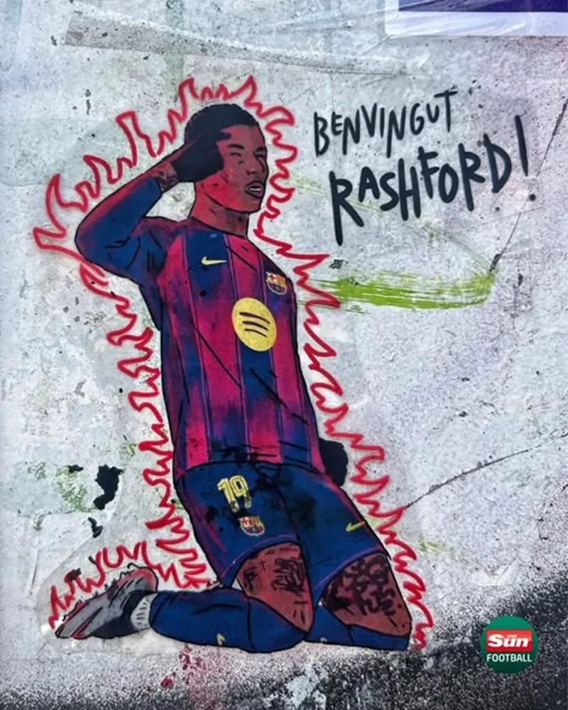 Người hâm mộ Barca cũng chào đón Rashford khi cho ra mắt bức tranh tường. Barcelona.jpg