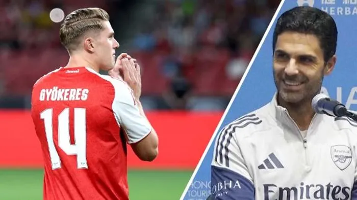 HLV Mikel Arteta cho biết Gyokeres có thể ra mắt trong trận derby Bắc London vào thứ Năm. Viktor Gyökeres.jpg