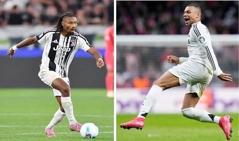 Khephren Thuram (Juventus) và Kylian Mbappe (Real Madrid)